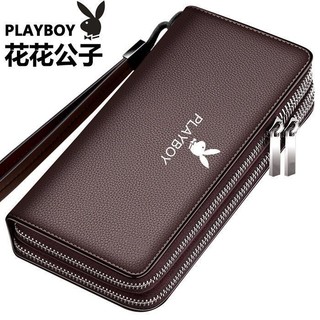 Ví da thật playboy cỡ lớn có khóa kéo đôi thời trang cho nam o67y