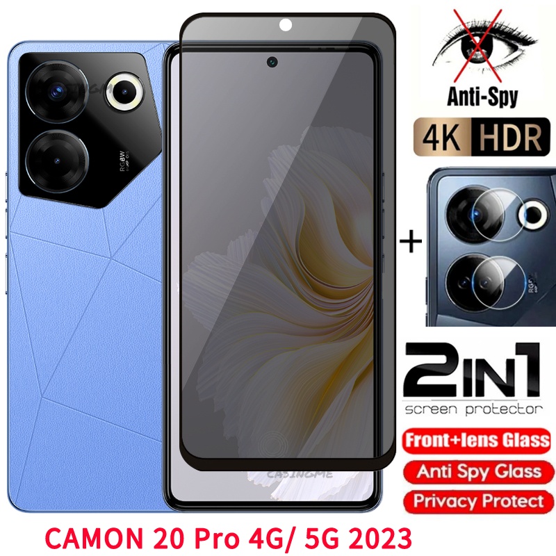 Tecno camon 20 pro 2023 private tempered glass anti-spy full cover screen protector anti peek privac