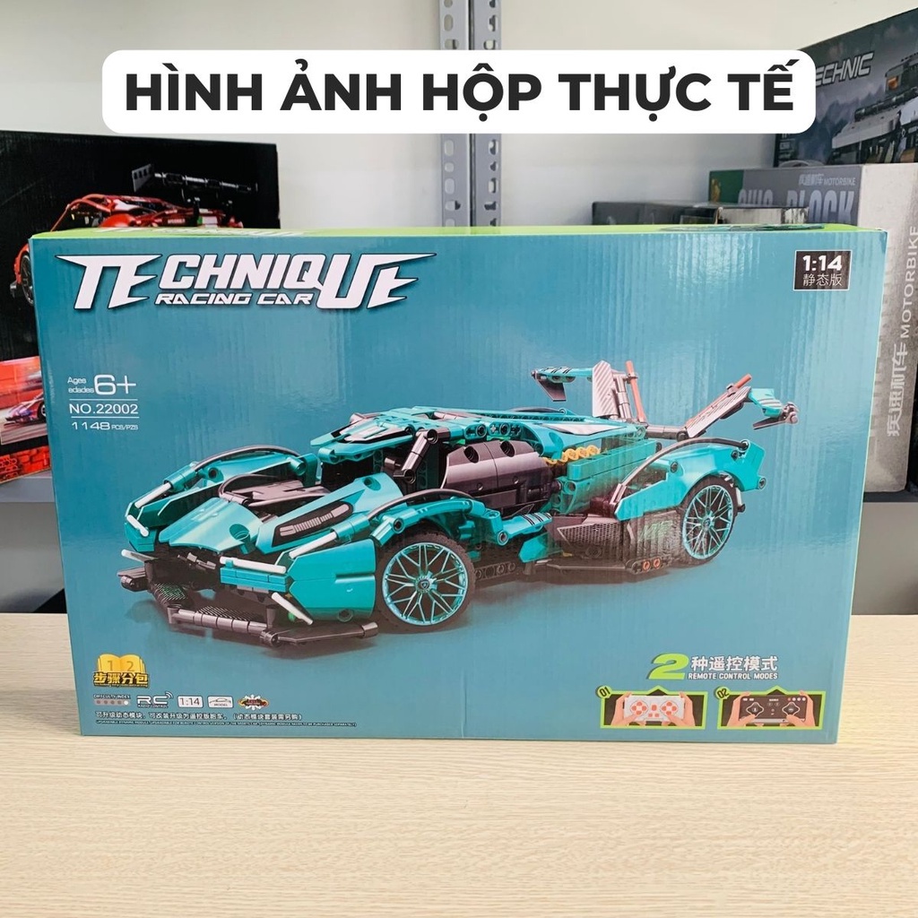 Mô hình lắp ráp siêu xe technic Lambo V12 Blue GT Concept 22002 tỉ lệ mô hình 1:14 1148 chi tiết mảnh ghép