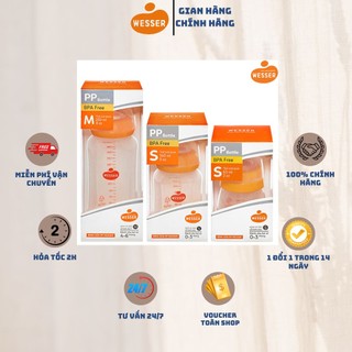 Bình sữa cổ hẹp pp wesser 60ml/140ml/250ml ..