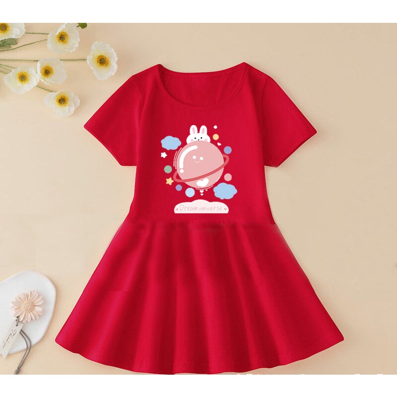 Cô gái váy công chúa in áo váy mùa hè cotton trẻ em cô gái váy thời trang quần áo làm mới và thoải mái