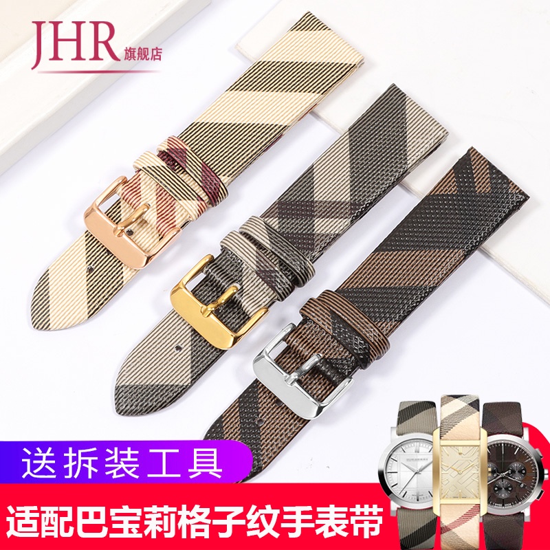 Phù Hợp Dây Đeo Bằng Da Bò Thật 20mm In Họa Tiết Kẻ Sọc Cho Đồng Hồ Thông Minh burberry bu1938