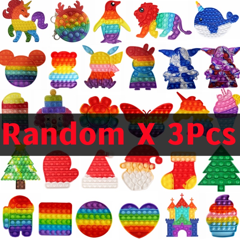 Cartoon pop it fidget toys for kids người lớn động vật đầy màu sắc đẩy bong bóng trò chơi chống căng thẳng giảm căng thẳng quà tặng đồ chơi giác quan