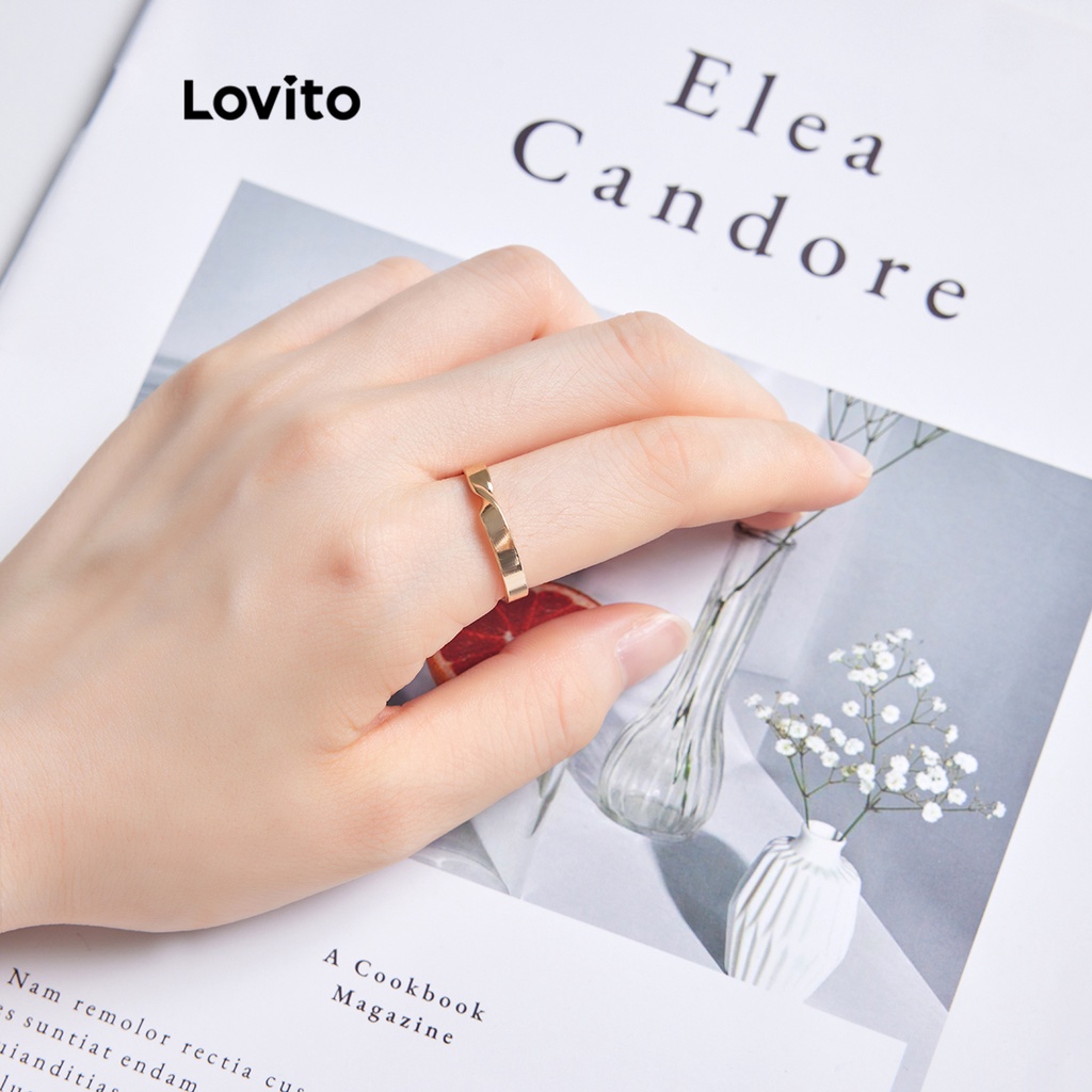 Nhẫn nữ Lovito kim loại màu trơn phong cách thường ngày L60AD042