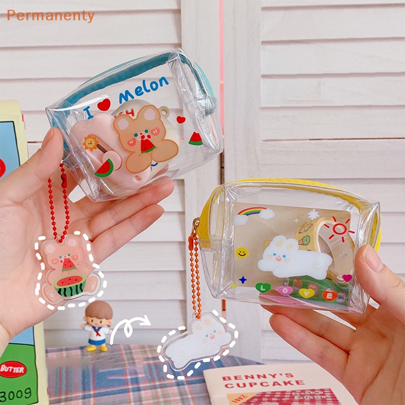Phim hoạt hình ví tiền xu cầm tay túi đựng dây kéo trong suốt túi thạch nhỏ không thấm nước túi đựng tai nghe môi