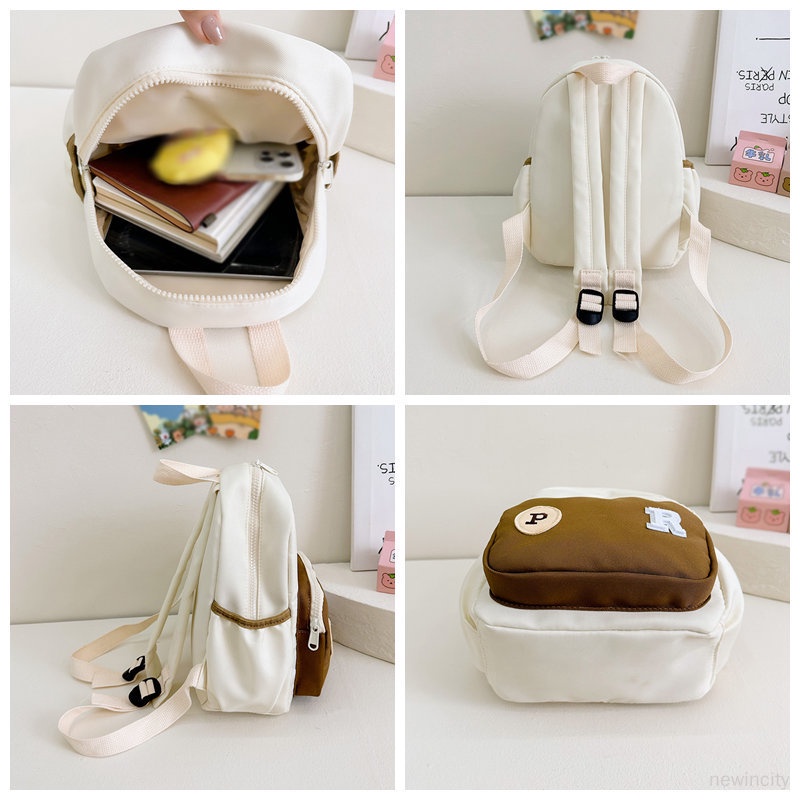 Trẻ em hàn quốc bé gái bé trai colorblocking ba lô chữ cái trẻ em cá nhân hóa túi đeo vai nhẹ