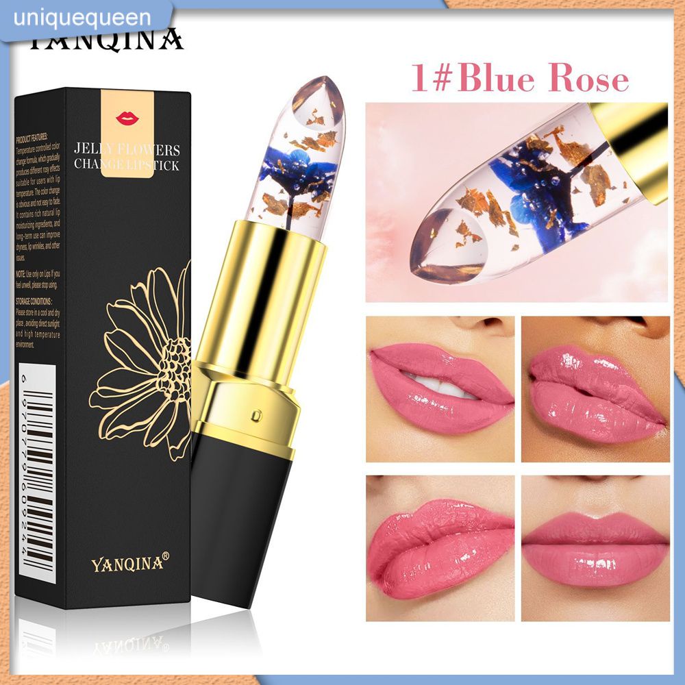 Yanqina Hoa Màu Son Môi Chống Dính Cốc Ấm Son Môi Xanh Đỏ Vàng Hoa Hồng Ba Màu Jelly Lipstick Uni