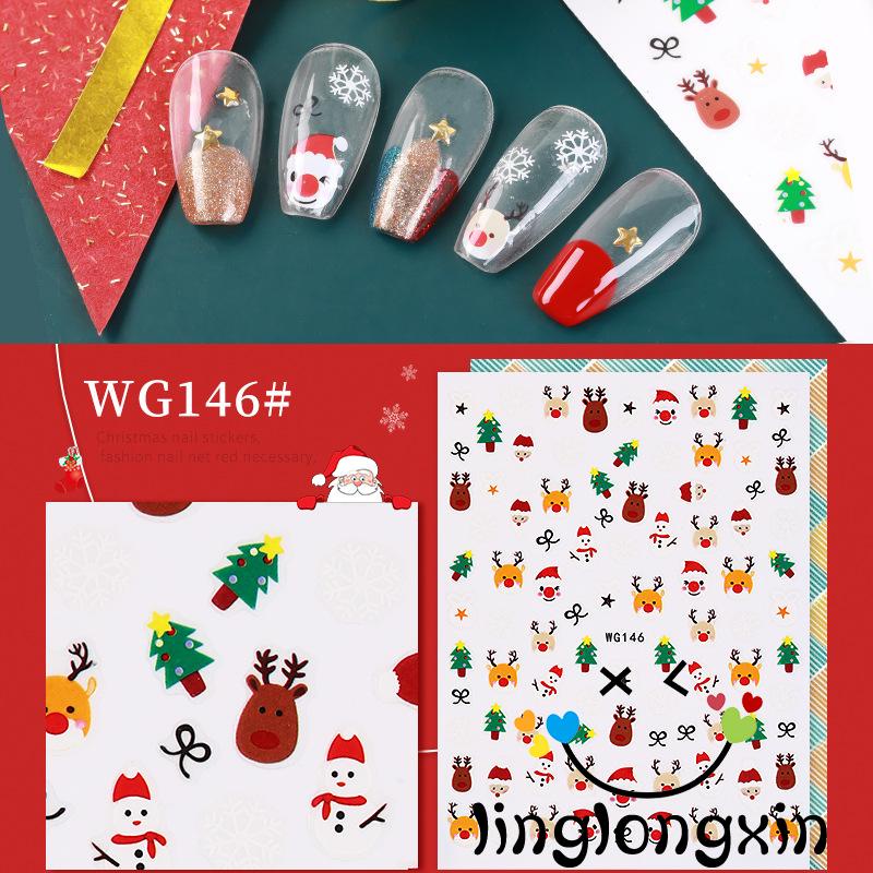 Linglongxi2-christmas nail stickers snowflake 3d self adhesive nail decals