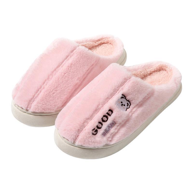 Đàn ông dép bông mùa đông dễ thương phim hoạt hình dày-chốt lông giày bông phụ nữ sử dụng tại nhà cặp đôi giữ ấm lót lông cừu dày