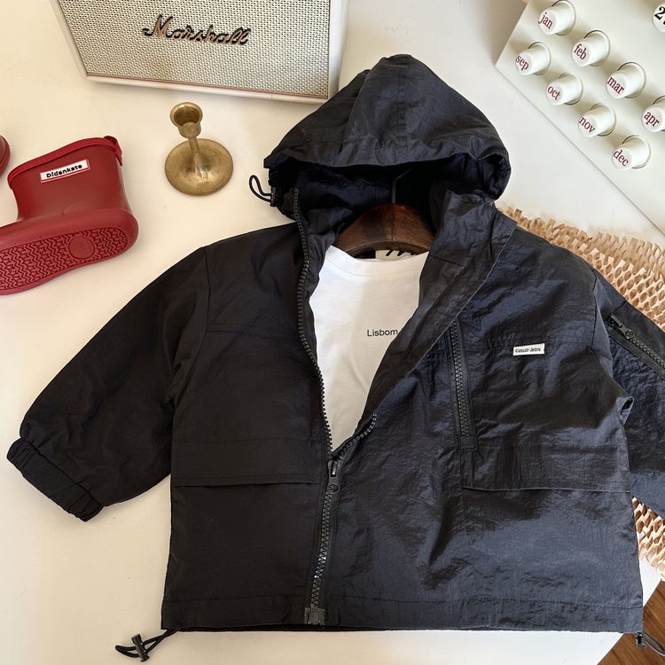 Hàng Mới Về Áo Khoác Có Mũ Trùm Màu Trơn Phối Khóa Kéo Phong Cách Hàn Quốc Thời Trang Xuân Thu Cho Bé Trai Và Gái