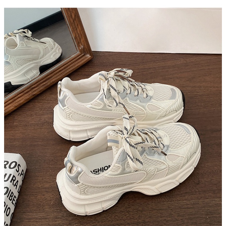 Giày thể thao nữ màu đen thick-soled sneakers mới mùa thu và mùa đông all-match running sneakers-aa0682