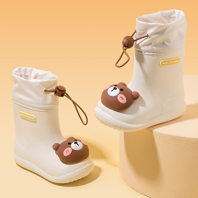 AYUER phim hoạt hình dễ thương gấu nhỏ dây đeo miệng giữa tay áo chống trượt giày đi mưa
