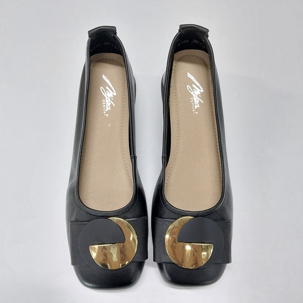 Giày bệt da hoạ tiết mũi, 1cm