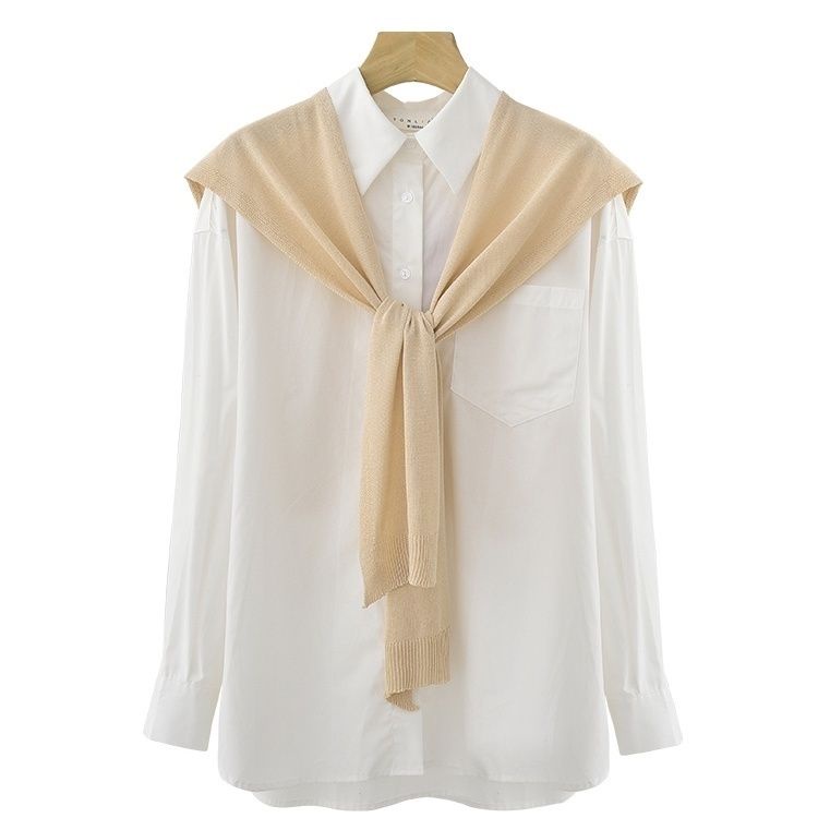 Khăn choàng dệt kim với vai phụ nữ trang trí bên ngoài cổ áo giả bảo vệ cổ mùa xuân khăn choàng ghi lê