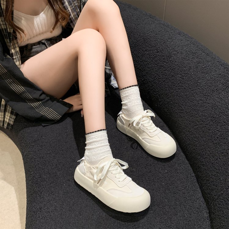 All-match ngón chân tròn miệng trung thể thao giày thường dây đeo chéo nhẹ hàng ngày mặc bên ngoài nền tảng đế giày thể thao nữ