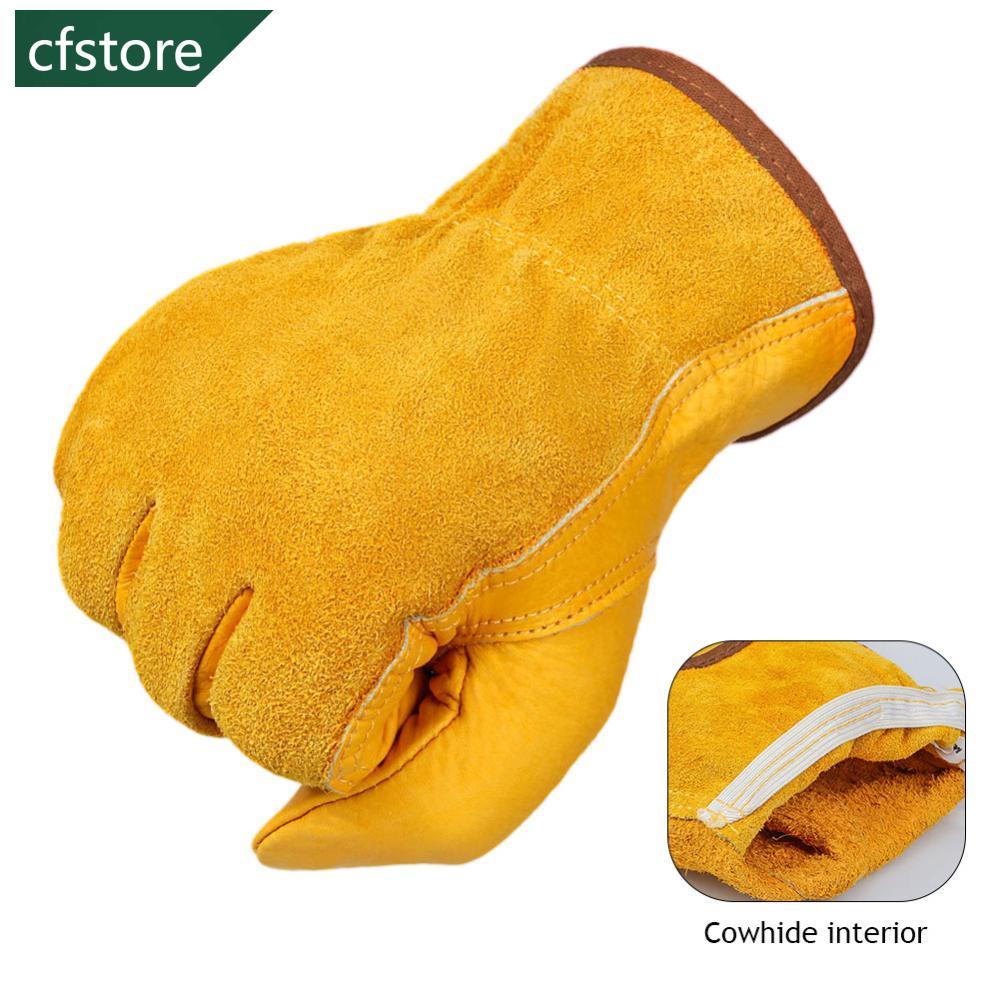 Cfstore 1pair work găng tay da bò mềm driver farm garden hàn bảo vệ an ninh công nhân an toàn găng tay cơ khí e9v5