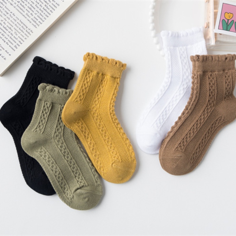 Vớ cotton Mỏng Màu Sắc Xinh Xắn Thời Trang Xuân Thu Cho Bé Gái