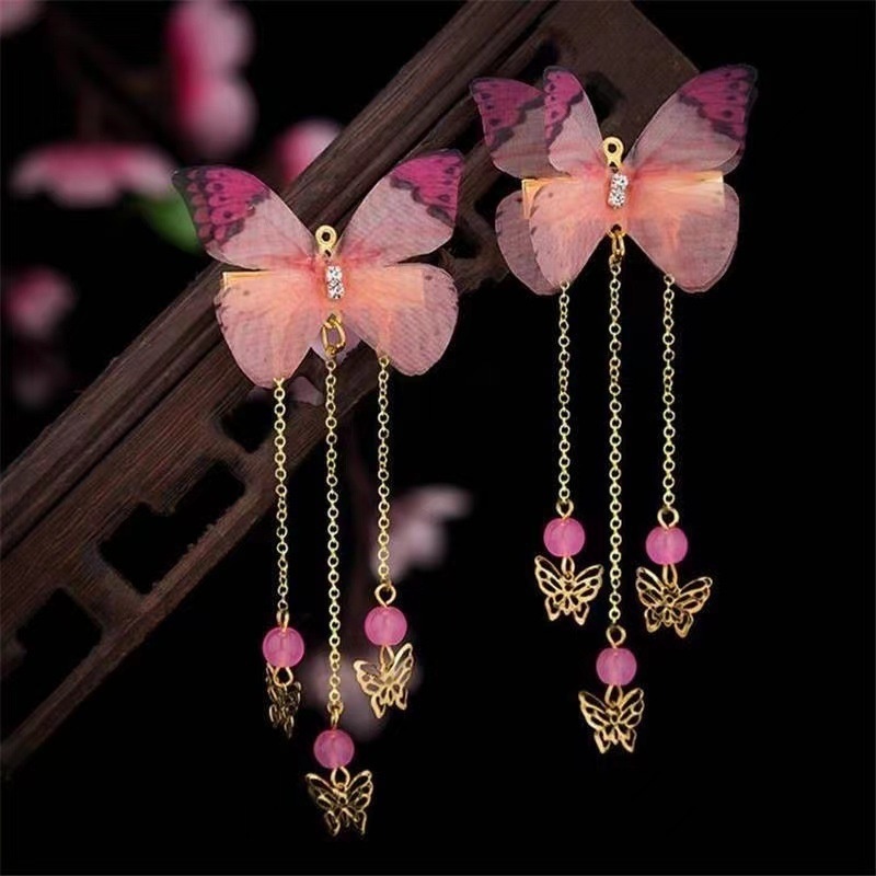2 cái thời trang dễ thương cổ điển tua lưới bướm kẹp tóc gilr kẹp tóc phụ kiện tóc barrettes cho mũ trẻ em