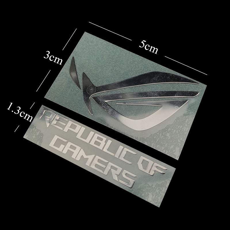 Hot player country rog hình dán trang trí máy tính xách tay ultra-thin silver-plated mirror metal sticker gaming belief blessing