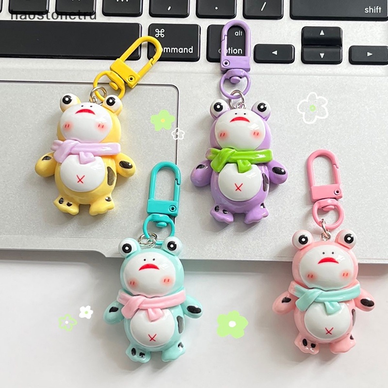 Ru dễ thương phim hoạt hình ếch móc khóa màu kẹo đáng yêu chìa khóa động vật cho bé gái túi mặt dây chuyền ba lô trang trí n