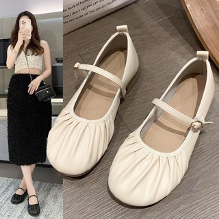 Giày bệt nữ da tròn ngón chân mary jane giày nữ