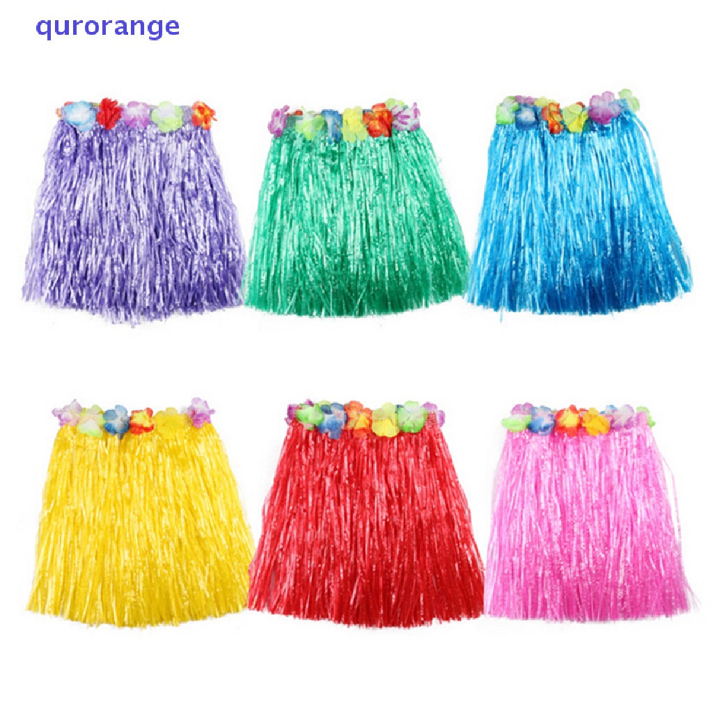 Qurorange 30cm Bộ Vòng Hoa Và Chân Váy Tua Rua Phong Cách Hawaii Cho Bé