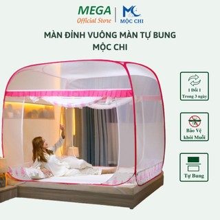 Màn chụp tự bung đỉnh vuông cao cấp mộc chi. màn khung xếp chống muỗi mcss