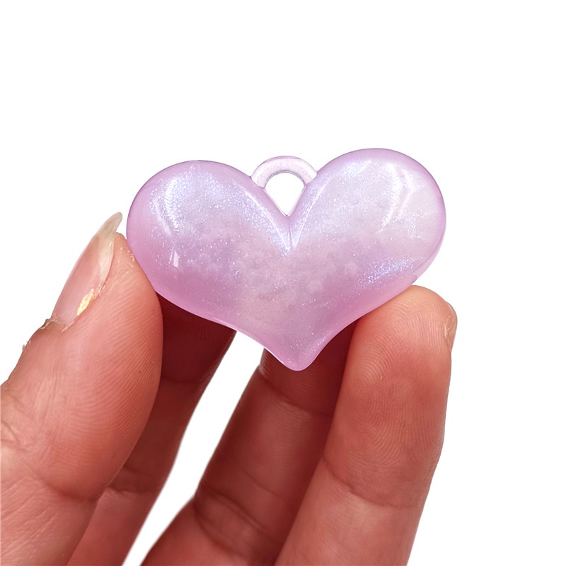 Bộ 5 Hạt Acrylic Hình Trái Tim Có Lỗ Treo Trang Sức Thời Trang DIY