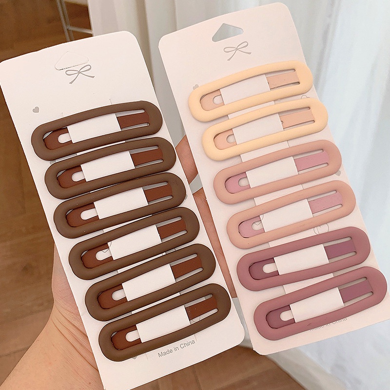 Set 6 Kẹp Tóc Màu Sắc Đơn Giản Thời Trang Cho Nữ