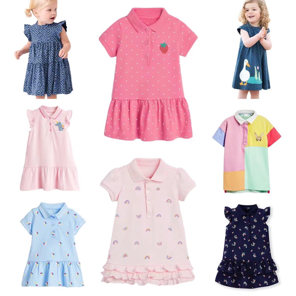 Đầm Công Chúa Chất Liệu Cotton Và Denim Dễ Thương Cho Bé Gái 1-8 Tuổi