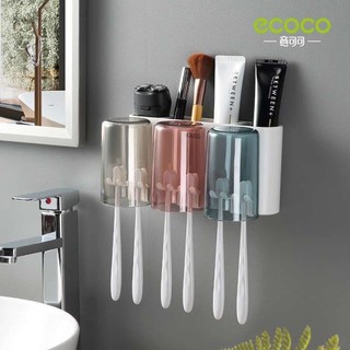 Kệ để bàn chải kem đánh răng ecoco, kệ để đồ nhà tắm kèm cốc ecoco cao cấp kèm dụng cụ nhả kem