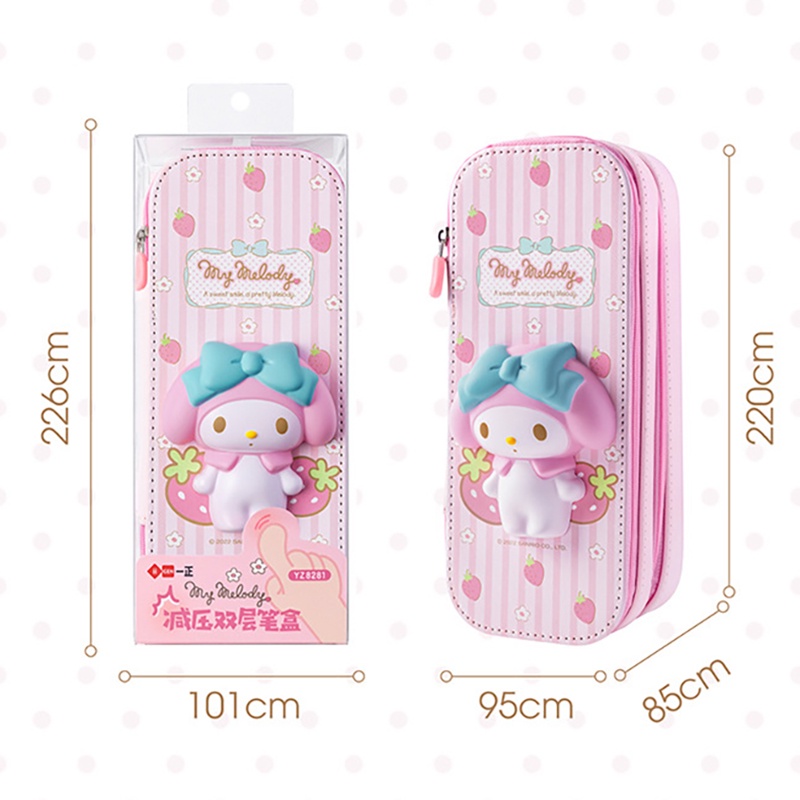 Sanrio Túi Đựng Bút Bằng PU Sức Chứa Lớn Hình Hello Kitty Cinnamoroll Melody Doraemon