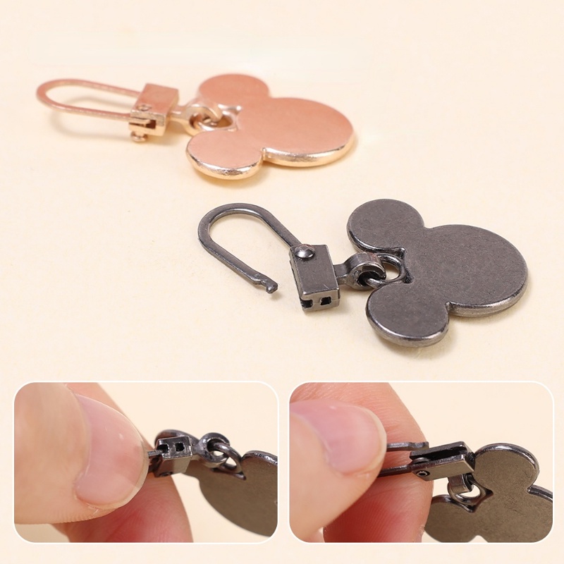 Set 3 Đầu Khóa Kéo Thay Thế Bằng Hợp Kim Kẽm Hình Chuột Mickey Dễ Thương