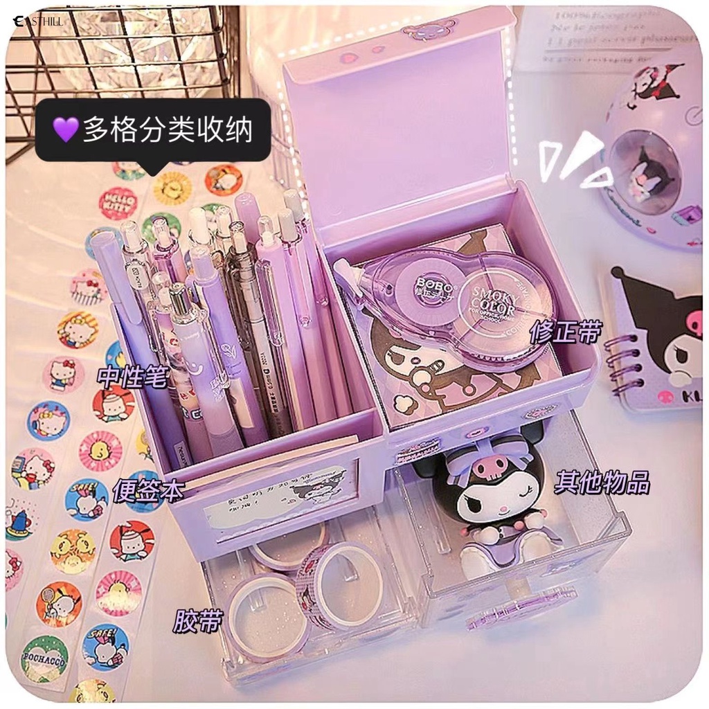 Hộp Đựng Bút Để Bàn Cỡ Lớn In Hoạt Hình Hello Kitty Cinnamoroll / Melody / Sanrio Kuromi Dễ Thương Cho Bé Gái
