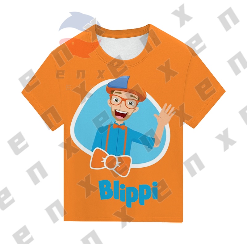 Áo Sơ Mi Ngắn Tay Hóa Trang Nhân Vật Blippi Đáng Yêu Cho Bé