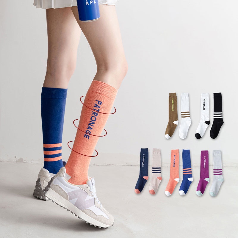 196.Vớ Thể Thao Dài Ngang Bắp Chân Vải cotton In Chữ jacquard Dành Cho Nữ