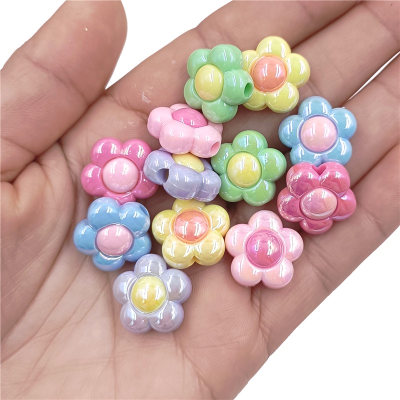 Set 10 Hạt Xỏ Lỗ 16mm Hình Hoa Làm Trang Sức Thời Trang