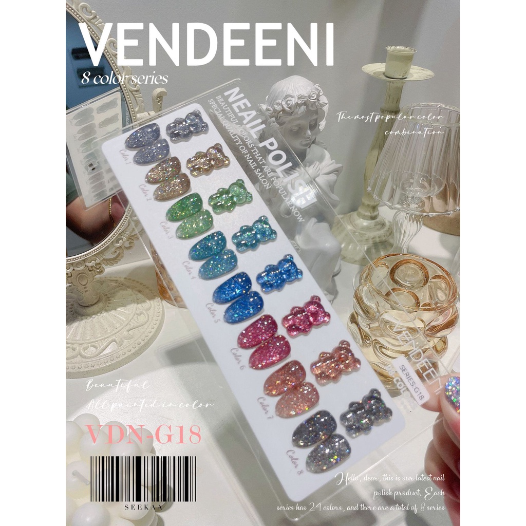 Sơn nhũ Vedeeni set 8 màu tặng bảng màu