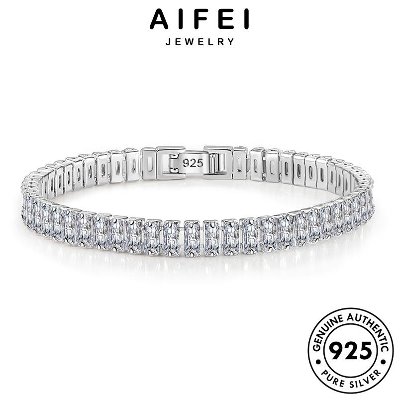 AIFEI JEWELRY trang moissanite phụ tay quốc sức bản vuông nữ bạc thật lịch hàn thời cương vòng thanh kim 925 kiện nguyên lắc B5