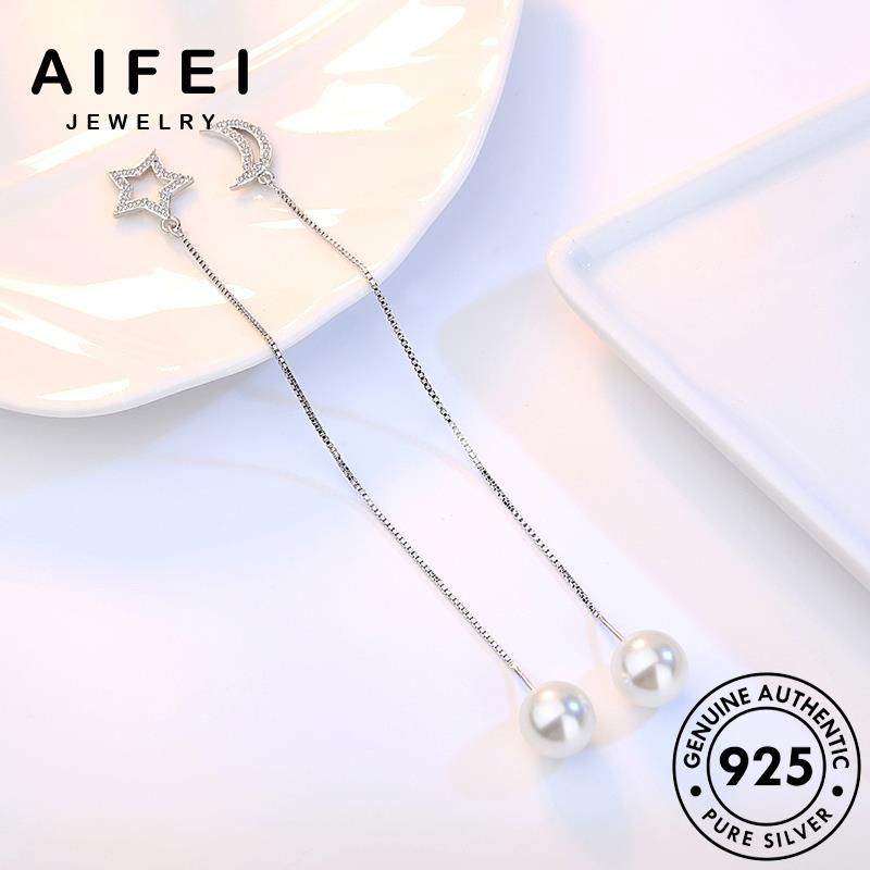 AIFEI JEWELRY kiện quốc trai tròn Thời xỏ ngọc bông mặt 925 bản phụ sức trăng sao nữ nguyên tua hàn các thời trang ngôi khuyên thật tai vành bạc và E633