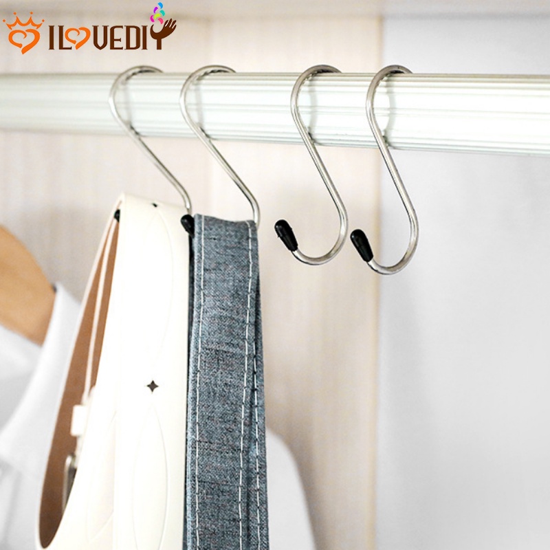 Set 4 Móc Treo Đồ Hình Chữ S Bằng Thép Không Gỉ Chống Nước Tiết Kiệm Không Gian Cho Nhà Bếp Nhà Tắm