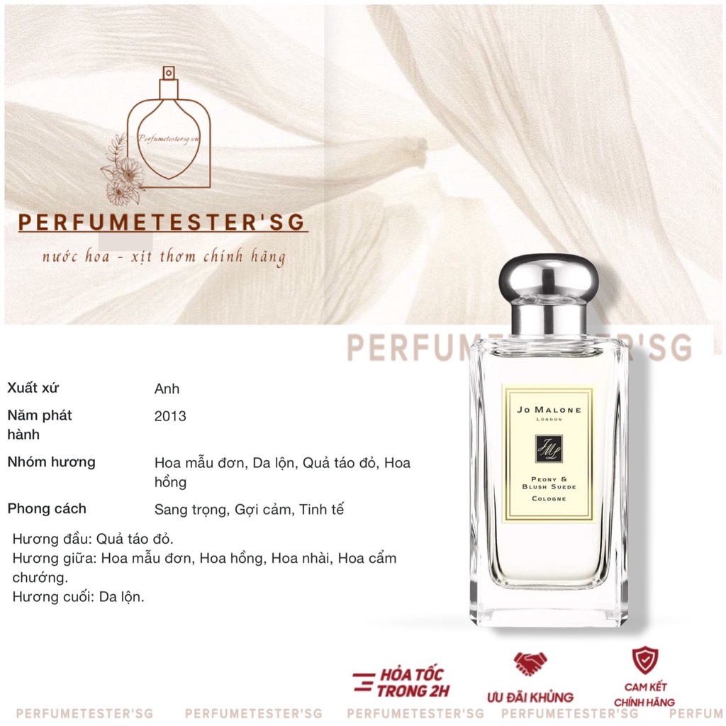 [ᴀᴜᴛʜᴇɴᴛɪᴄ] Nước hoa nữ Jo Malone Peony & Blush Suede -𝒑𝒆𝒓𝒇𝒖𝒎𝒆𝒕𝒆𝒔𝒕𝒆𝒓