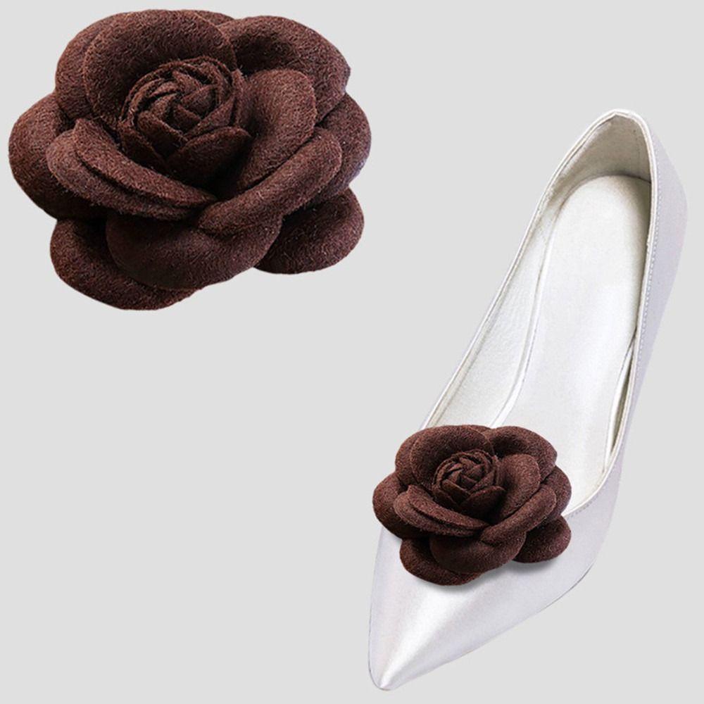 Set 2 Phụ Kiện Kẹp Trang Trí Giày Cao Gót Hình Hoa Trà Dễ Thương