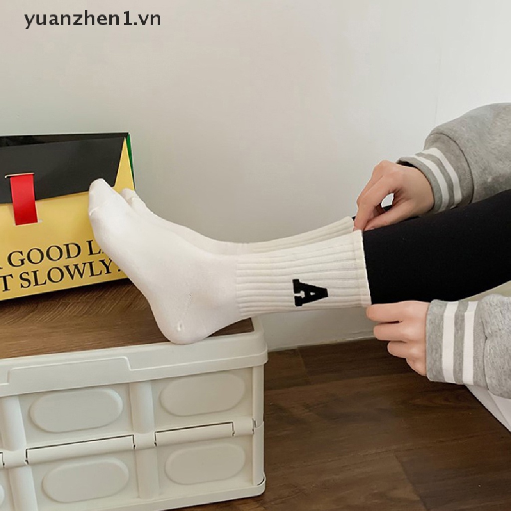 Đôi Vớ Cotton Dài Thêu Chữ Phong Cách Hàn Quốc Thời Trang Cho Nữ