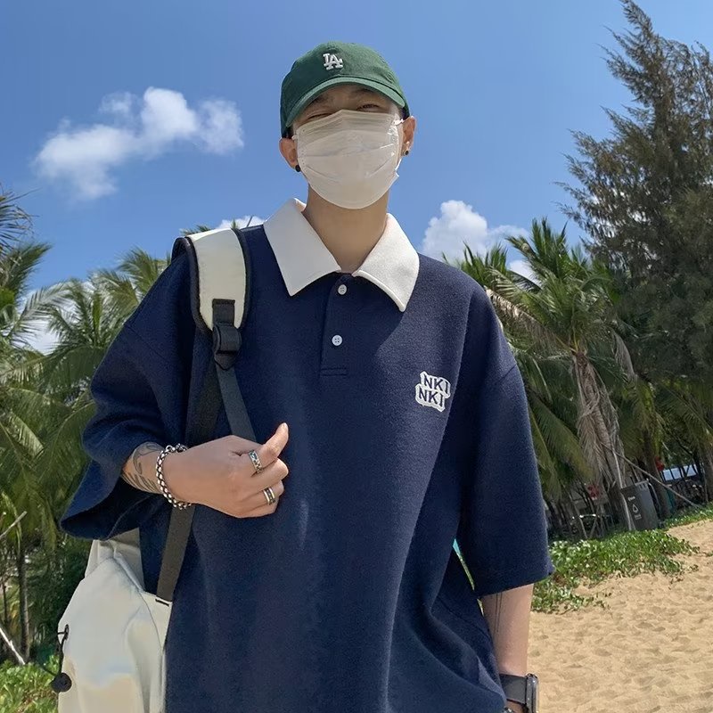 Áo Thun Polo Tay Ngắn In Chữ Thời Trang Phong Cách Nhật Bản Cho Nam Size M-2XL