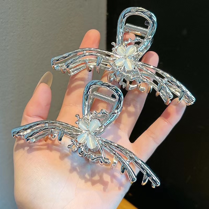 Kẹp Tóc Càng Cua Kim Loại Đính Đá Opal Lớn Phong Cách Mùa Hè 2023 Cho Nữ