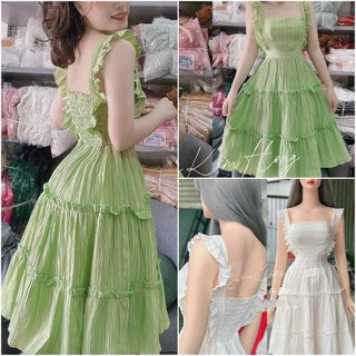 Đầm MAXI đi biển TƠ ĐỤC LỖ( CÓ MÚT, CÓ LÓT) tay cánh tiên hàng cao cấp - TuanQuan
