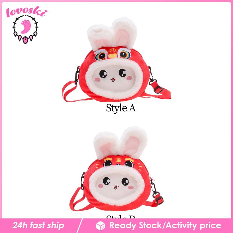 Túi Xách Đeo Vai Hình Thỏ 3D Bằng Vải Lông Cho Nữ