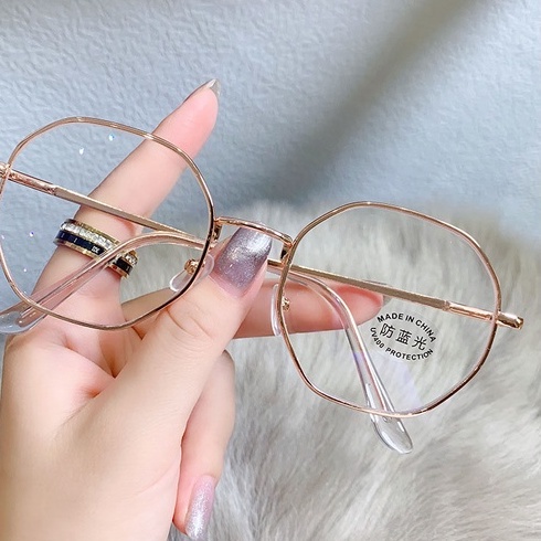 Mắt Kính Gọng Tròn Bằng Kim Loại Chống Tia Bức Xạ Thời Trang Cho Nữ