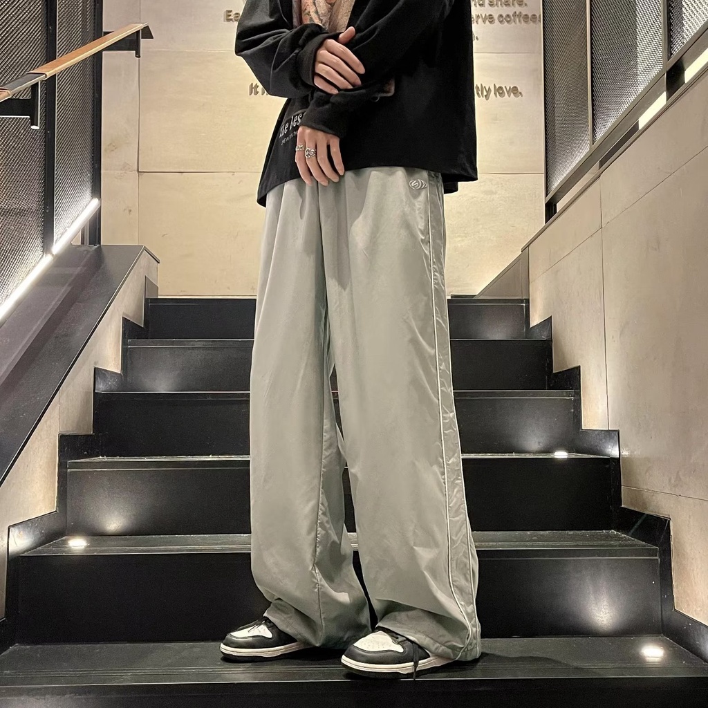 Hatton Gutto Quần Dài Ống Đứng Lưng Vừa Màu Trơn Thời Trang Hong Kong Trẻ Trung